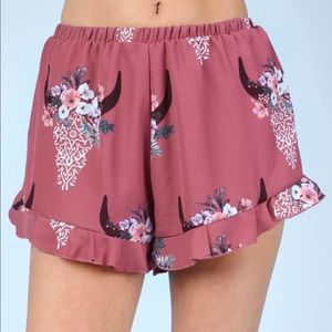 Altar’d State Boho Cow Skull Shorts